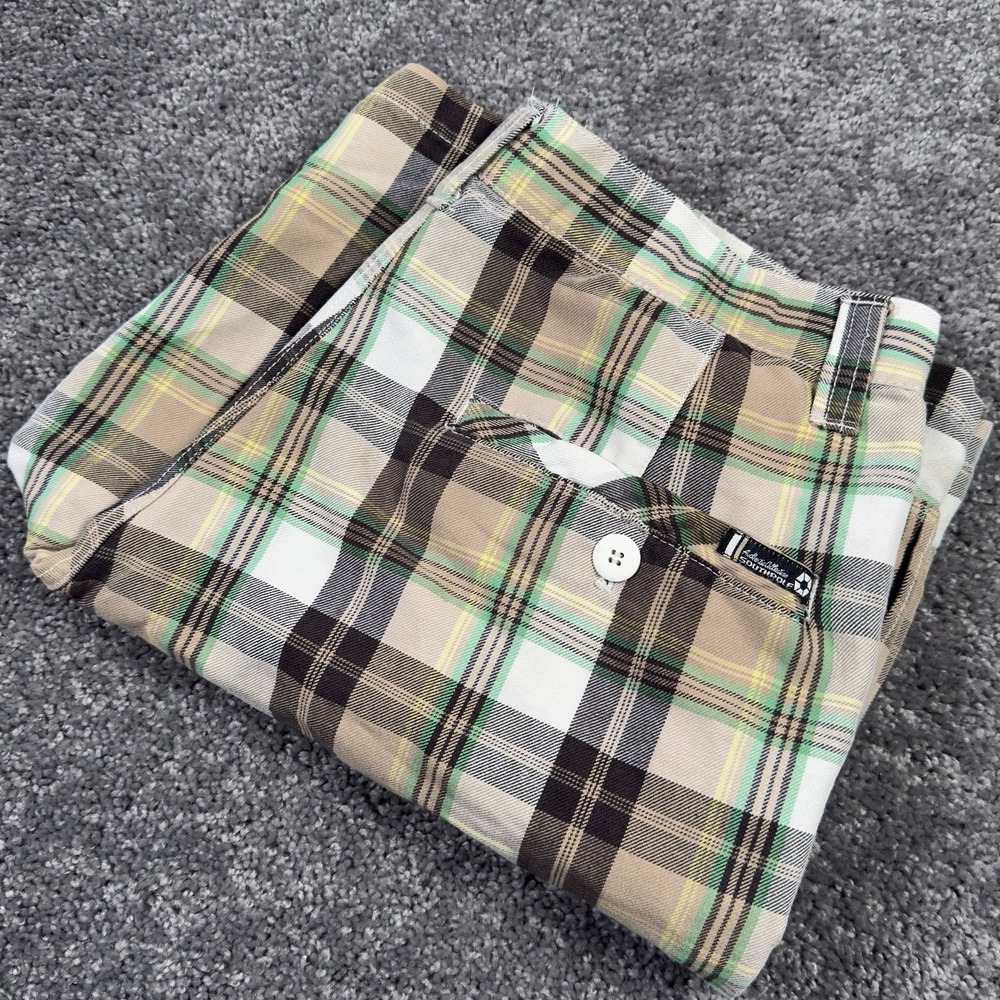 Veg South Pole Shorts Mens 36 Plaid Brown Green Baggy Fit Y2K Poly Cotton *READ*
